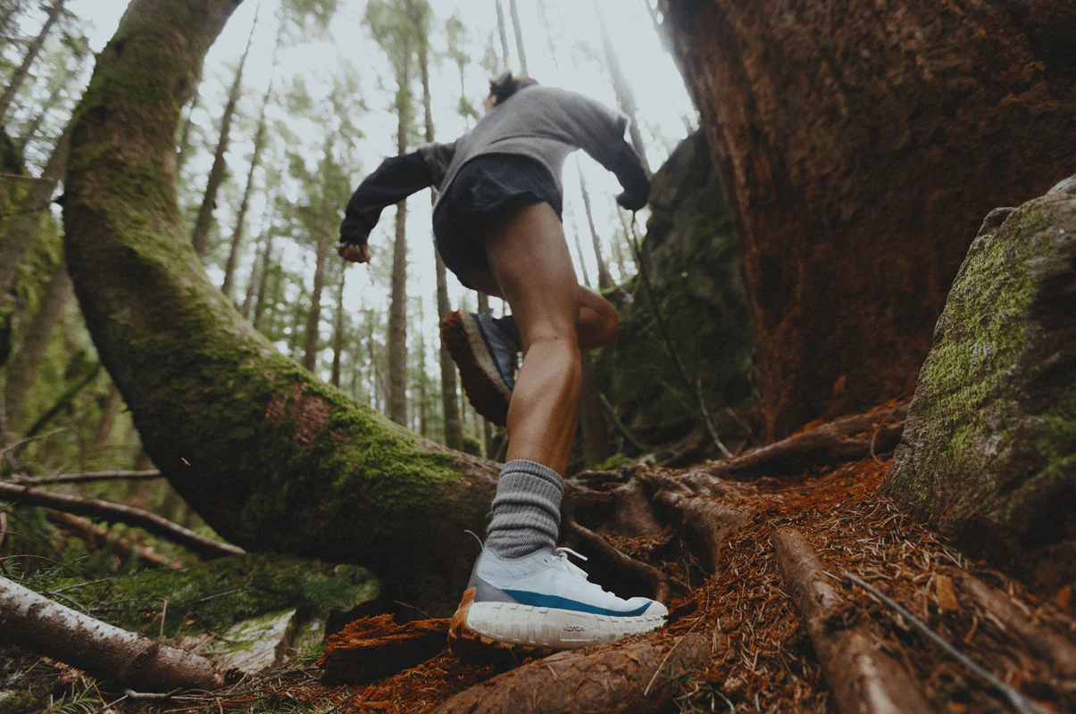 running in the forest